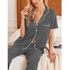 Ekouaer 2 Pack Womens Pajamas Sets Short Sleeve Pjs Button Up Sleepwear Set(Brown_medium Gray)