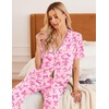 Ekouaer 2 Pack Womens Pajamas Sets Short Sleeve Pjs Button Up Sleepwear Set(Cherries and Bows)