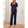 Ekouaer 2 Pack Womens Pajamas Sets Short Sleeve Pjs Button Up Sleepwear Set(Deep Blue_pink)
