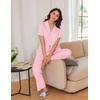 Ekouaer 2 Pack Womens Pajamas Sets Short Sleeve Pjs Button Up Sleepwear Set(Deep Blue_pink)