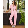 Ekouaer 2 Pack Womens Pajamas Sets Short Sleeve Pjs Button Up Sleepwear Set(Light Gray_pink)