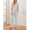 Ekouaer 2 Pack Womens Pajamas Sets Short Sleeve Pjs Button Up Sleepwear Set(Light Gray_pink)