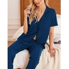 Ekouaer 2 Pack Womens Pajamas Sets Short Sleeve Pjs Button Up Sleepwear Set(Pink Stripe_navy Blue)