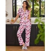 Ekouaer 2 Pack Womens Pajamas Sets Short Sleeve Pjs Button Up Sleepwear Set(Rose and Flower)
