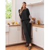 Ekouaer 2 Piece Lounge Sets for Women Long Sleeve Matching Pajama Set(Black)