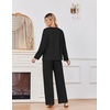 Ekouaer 2 Piece Lounge Sets for Women Long Sleeve Matching Pajama Set(Black)