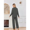 Ekouaer 2 Piece Lounge Sets for Women Long Sleeve Matching Pajama Set(Black Stripes)