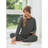 Ekouaer 2 Piece Lounge Sets for Women Long Sleeve Matching Pajama Set(Black Stripes)
