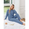 Ekouaer 2 Piece Lounge Sets for Women Long Sleeve Matching Pajama Set(Blue Stripes)