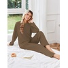 Ekouaer 2 Piece Lounge Sets for Women Long Sleeve Matching Pajama Set(Brown)