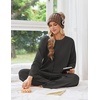 Ekouaer 2 Piece Lounge Sets for Women Long Sleeve Matching Pajama Set(Dark Gray)