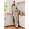 Ekouaer 2 Piece Lounge Sets for Women Long Sleeve Matching Pajama Set(Khaki Stripes)