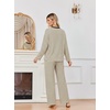Ekouaer 2 Piece Lounge Sets for Women Long Sleeve Matching Pajama Set(Khaki Stripes)