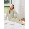 Ekouaer 2 Piece Lounge Sets for Women Long Sleeve Matching Pajama Set(Light Green Stripes)