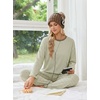 Ekouaer 2 Piece Lounge Sets for Women Long Sleeve Matching Pajama Set(Light Green Stripes)