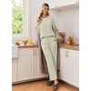 Ekouaer 2 Piece Lounge Sets for Women Long Sleeve Matching Pajama Set(Light Green Stripes)