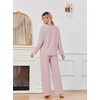 Ekouaer 2 Piece Lounge Sets for Women Long Sleeve Matching Pajama Set(Pink Stripes)