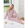 Ekouaer 2 Piece Lounge Sets for Women Long Sleeve Matching Pajama Set(Pink Stripes)