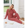 Ekouaer 2 Piece Lounge Sets for Women Long Sleeve Matching Pajama Set(Red Stripes)