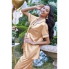 Ekouaer 2 Piece Satin Short Sleeve Pajamas Set Button Down Sleepwear(Almond)