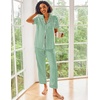 Ekouaer 2 Piece Satin Short Sleeve Pajamas Set Button Down Sleepwear(Black Hearts)