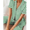 Ekouaer 2 Piece Satin Short Sleeve Pajamas Set Button Down Sleepwear(Black Hearts)