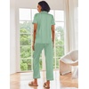 Ekouaer 2 Piece Satin Short Sleeve Pajamas Set Button Down Sleepwear(Black Hearts)