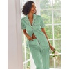 Ekouaer 2 Piece Satin Short Sleeve Pajamas Set Button Down Sleepwear(Black Hearts)