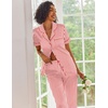 Ekouaer 2 Piece Satin Short Sleeve Pajamas Set Button Down Sleepwear(Blue Rugby)