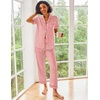 Ekouaer 2 Piece Satin Short Sleeve Pajamas Set Button Down Sleepwear(Blue Rugby)