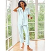 Ekouaer 2 Piece Satin Short Sleeve Pajamas Set Button Down Sleepwear(Deep Green Striped)