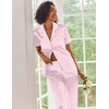 Ekouaer 2 Piece Satin Short Sleeve Pajamas Set Button Down Sleepwear(Red Hearts)