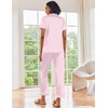 Ekouaer 2 Piece Satin Short Sleeve Pajamas Set Button Down Sleepwear(Red Hearts)