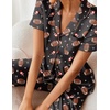 Ekouaer 2 Piece Satin Short Sleeve Pajamas Set Button Down Sleepwear(Red Striped)