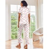 Ekouaer 2 Piece Satin Short Sleeve Pajamas Set Button Down Sleepwear(White Hearts)