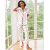Ekouaer 2 Piece Satin Short Sleeve Pajamas Set Button Down Sleepwear(White Hearts)
