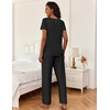 Ekouaer 2 Piece Womens Pajamas Set Short Sleeve Pjs Print Pants Lounge Set(Black)
