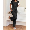 Ekouaer 2 Piece Womens Pajamas Set Short Sleeve Pjs Print Pants Lounge Set(Black)