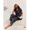 Ekouaer 2 Piece Womens Pajamas Set Short Sleeve Pjs Print Pants Lounge Set(Black Butterfly)