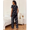 Ekouaer 2 Piece Womens Pajamas Set Short Sleeve Pjs Print Pants Lounge Set(Black Butterfly)