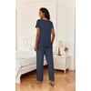 Ekouaer 2 Piece Womens Pajamas Set Short Sleeve Pjs Print Pants Lounge Set(Navy Polka Dot)