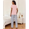 Ekouaer 2 Piece Womens Pajamas Set Short Sleeve Pjs Print Pants Lounge Set(Pink and Gray Stars)