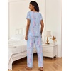 Ekouaer 2 Piece Womens Pajamas Set Short Sleeve Pjs Print Pants Lounge Set(Pink and Purple Tie-dye)