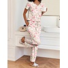 Ekouaer 2 Piece Womens Pajamas Set Short Sleeve Pjs Print Pants Lounge Set(White Flower)