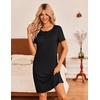 Ekouaer 3 Pack Women’s Sleepshirts Soft Sleepwear Short Sleeve T-Shirt Nightgowns Casual Sleepdress Nightshirts(Balck+star+strip)