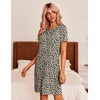Ekouaer 3 Pack Women’s Sleepshirts Soft Sleepwear Short Sleeve T-Shirt Nightgowns Casual Sleepdress Nightshirts(Black+grey+leopard)