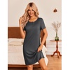 Ekouaer 3 Pack Women’s Sleepshirts Soft Sleepwear Short Sleeve T-Shirt Nightgowns Casual Sleepdress Nightshirts(Black+grey+leopard)