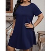 Ekouaer 3 Pack Women’s Sleepshirts Soft Sleepwear Short Sleeve T-Shirt Nightgowns Casual Sleepdress Nightshirts(Black+grey+navy Blue)