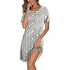 Ekouaer 3 Pack Women’s Sleepshirts Soft Sleepwear Short Sleeve T-Shirt Nightgowns Casual Sleepdress Nightshirts(Blue Flowers+pink Flowers+grey Star)