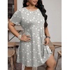 Ekouaer 3 Pack Women’s Sleepshirts Soft Sleepwear Short Sleeve T-Shirt Nightgowns Casual Sleepdress Nightshirts(Blue Flowers+pink Flowers+grey Star)